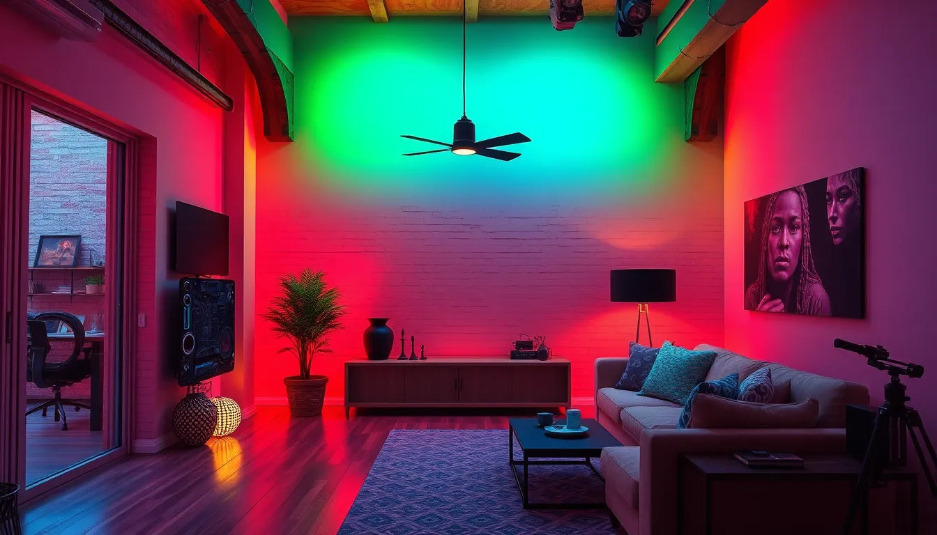 farveeksplosion med rgb led: skab din egen atmosfære - Illustration