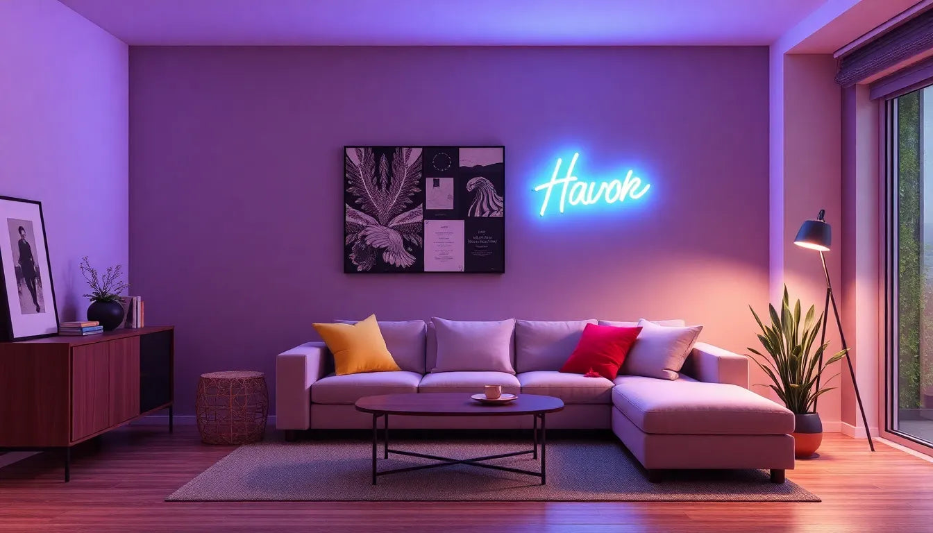 lys dit hjem op med en stilfuld neon væglampe - Illustration