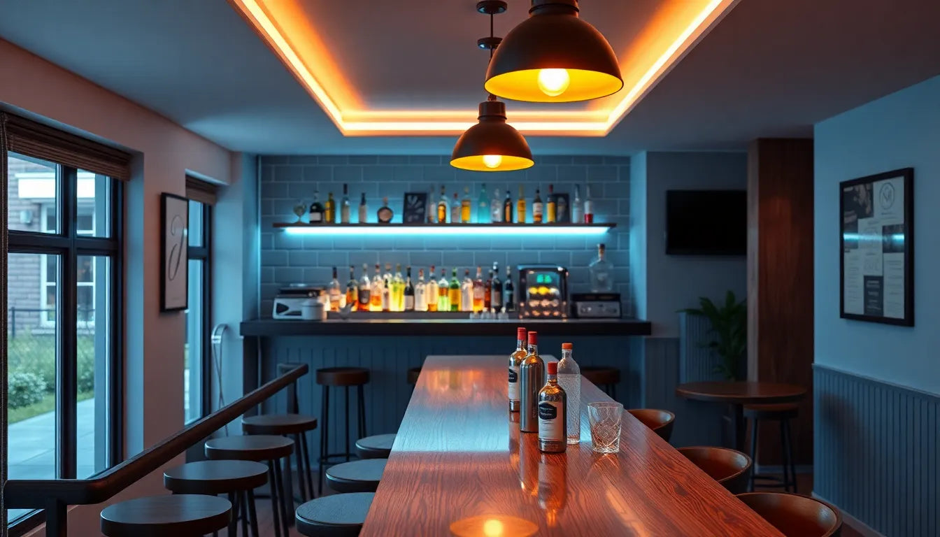 lysende bar skilt: skab stemning med moderne LED-design - Illustration